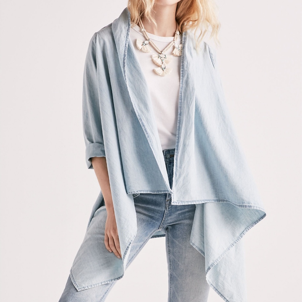 Lucky Brand chambray 2-way tie top NWT